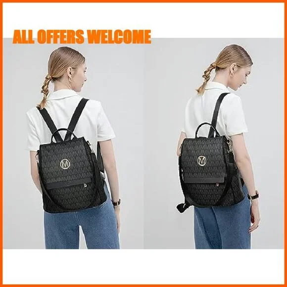 Vegan Leather Anti-Theft Backpack Purse with Multiple Pockets for Travel & - Picture 3 of 8